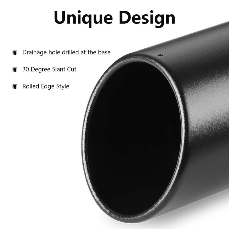 A-KARCK Exhaust Tip 3 Inch Inlet, 3" Inlet 4" Outlet 12" Overall Length Clamp On Muffler Tip For Truck Tailpipe, Rolled Angle Cut Design - Image 3